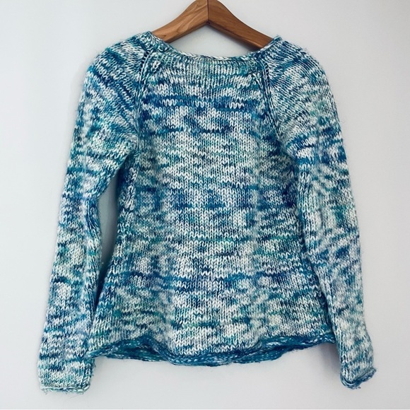 Anthropologie Sleeping On Snow Anthro Blue Marled Wool Sweater Medium - Picture 7 of 8